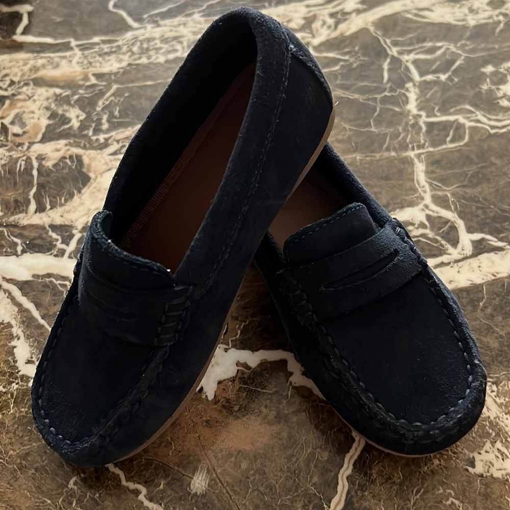 Slip on boy suede loafers (navy blue)